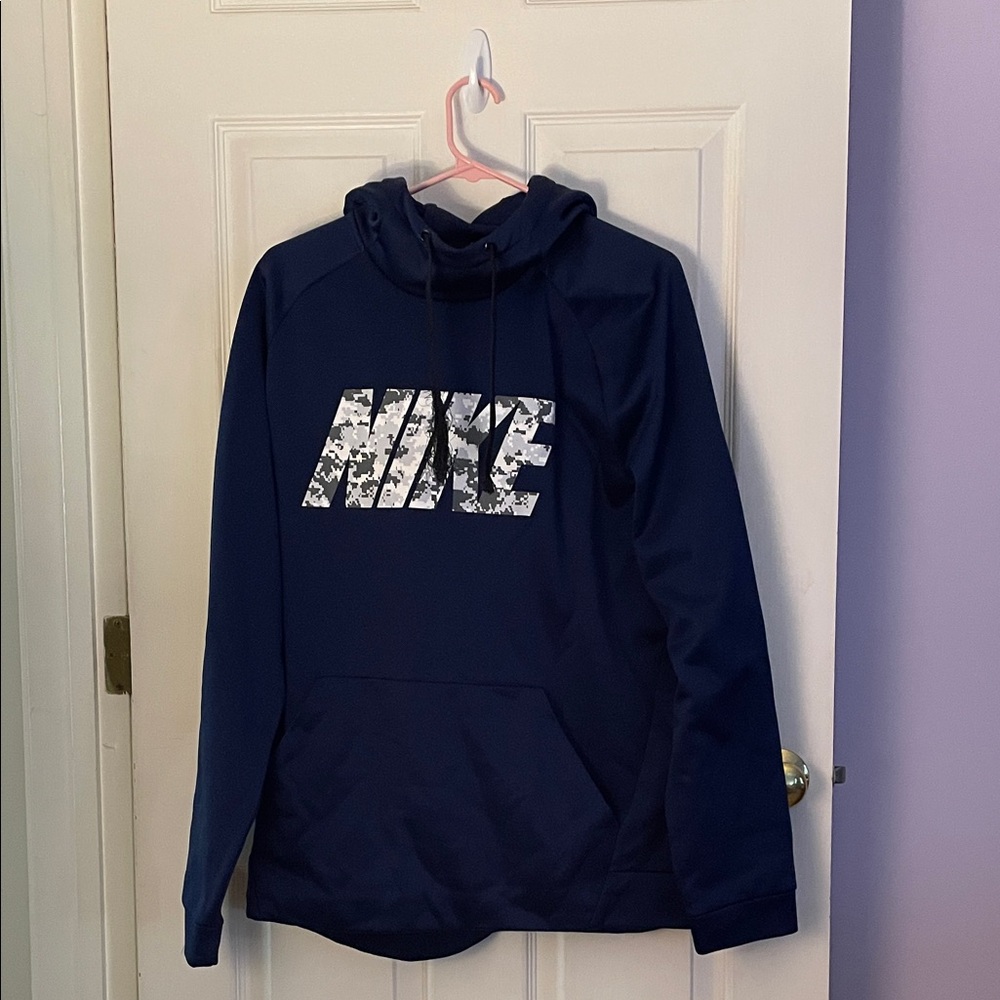 Nike Navy Blue Hoodie with White Logo
